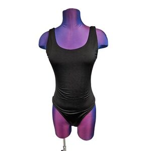 Mikey & Joey Black Slinky Sleeveless Bodysuit Size Medium Women's E25